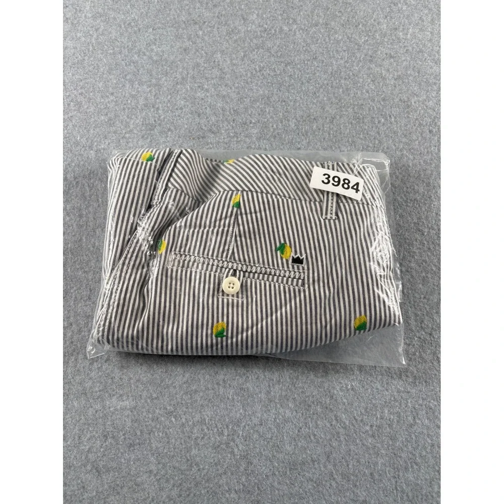 Crown & Ivy Women Size 14 Striped Lemon Embroidered Preppy Coastal Summer Shorts